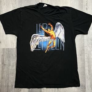 Led Zeppelin Swan Song T Shirt Y2K Mens Black Concert Rock Band 2008 T Shirt M/L